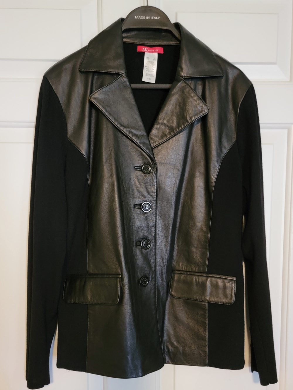 Anne Klein Black Leather-Trim Jacket